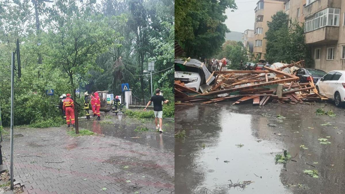 furtuna puternica prapad bistrita copac cazut masina operatiune salvare militari