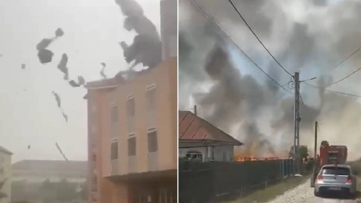 imagini dezastru cod rosu vijelii acoperisuri smulse copaci doborati masini avariate