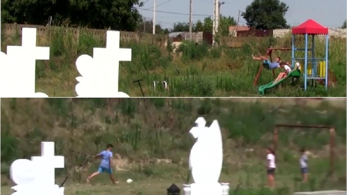 copiii joaca printre morminte dolj