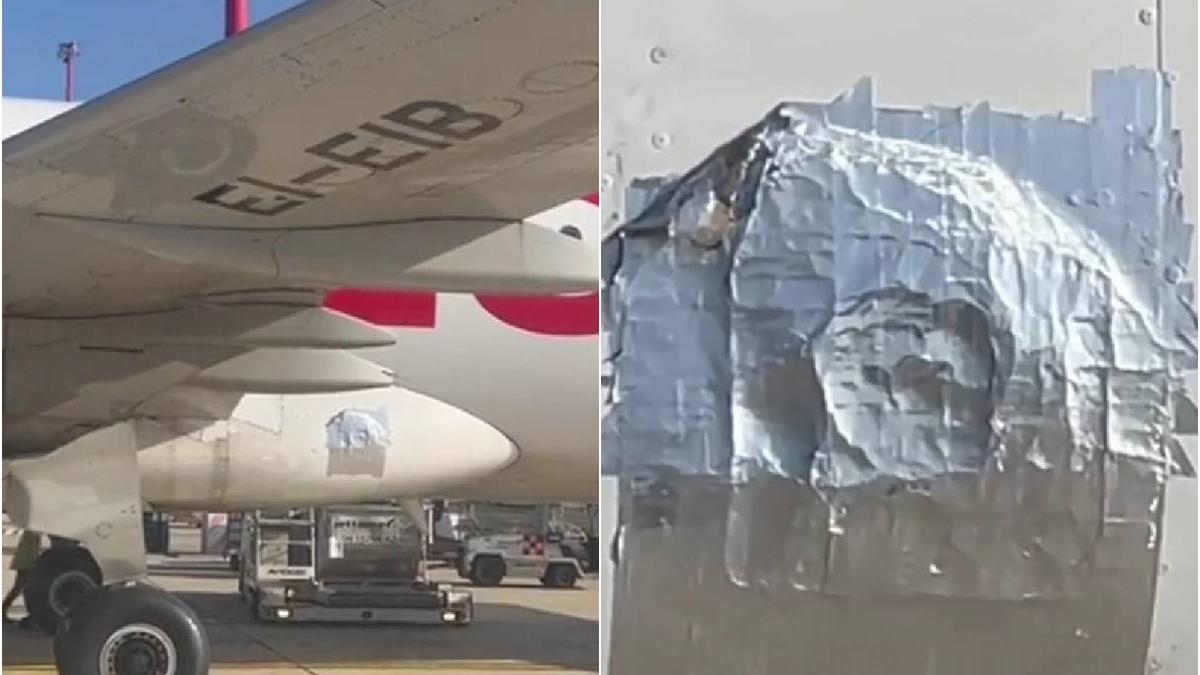 imagini avion reparat cu scotch italia