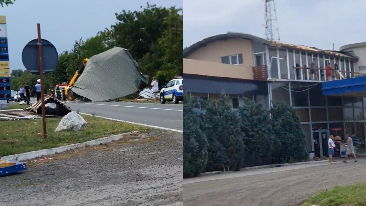 furtuna prapad judetul timis acoperis benzinarie smuls vijelie aruncat drum