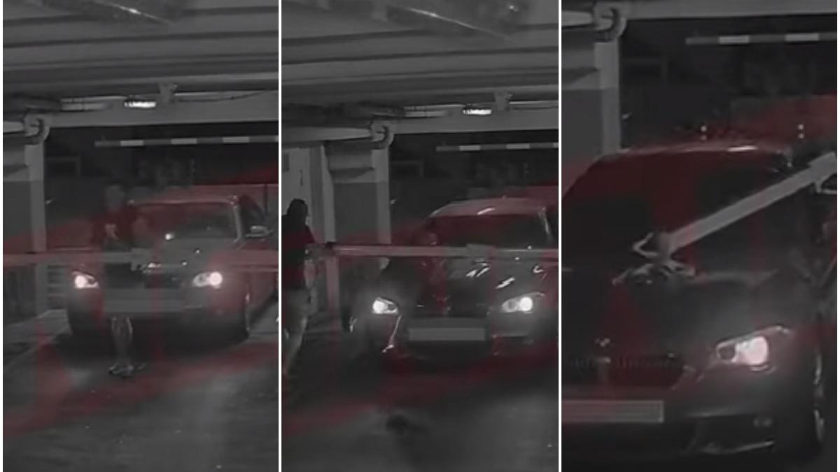 sofer luat pe capota masina parcare ploiesti