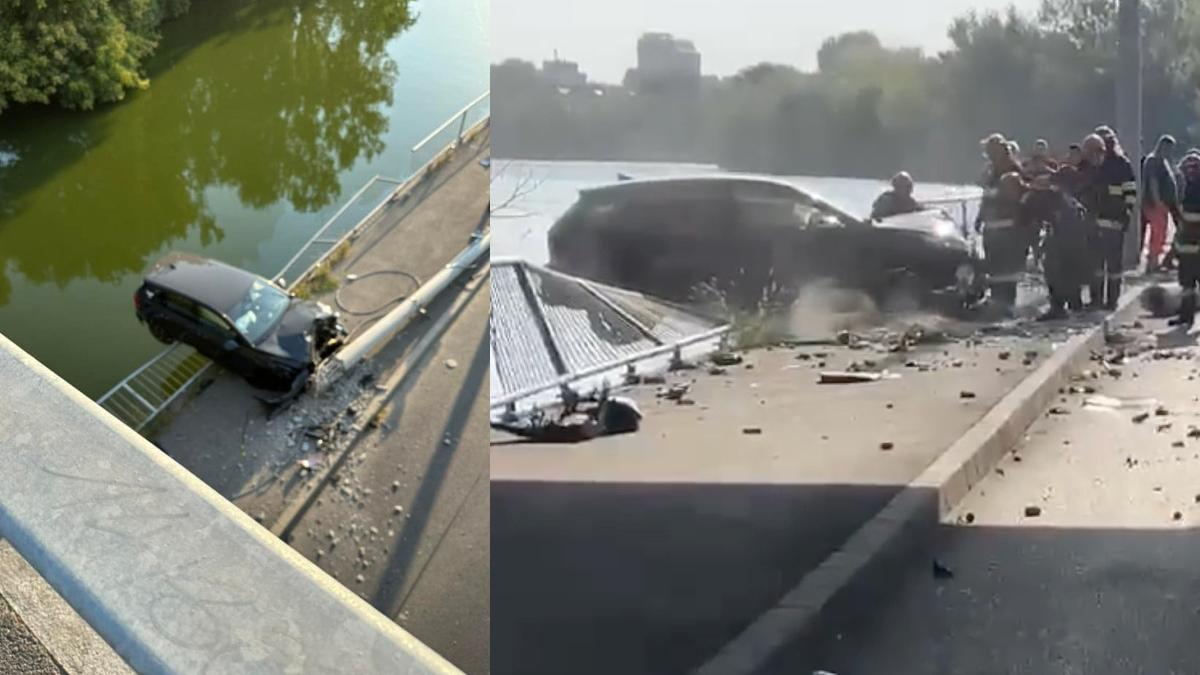 accident grav bucuresti masina stalp iluminat suspendata lac straulesti