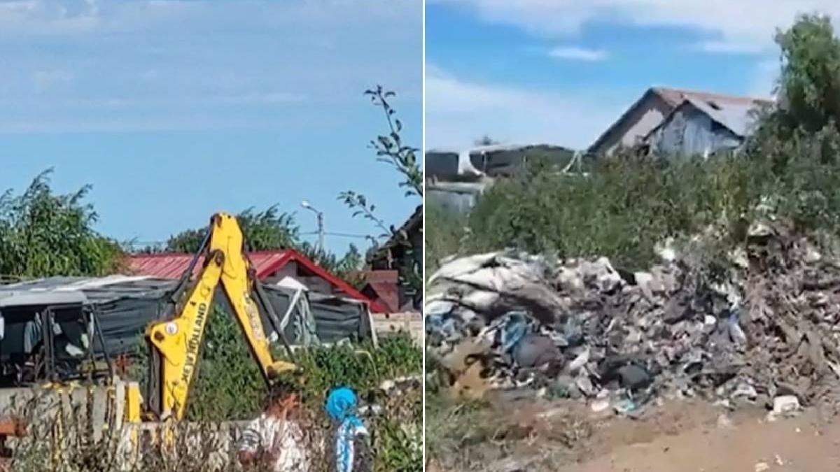 mormane gunoi aruncate cimitir excavator craiova morminte