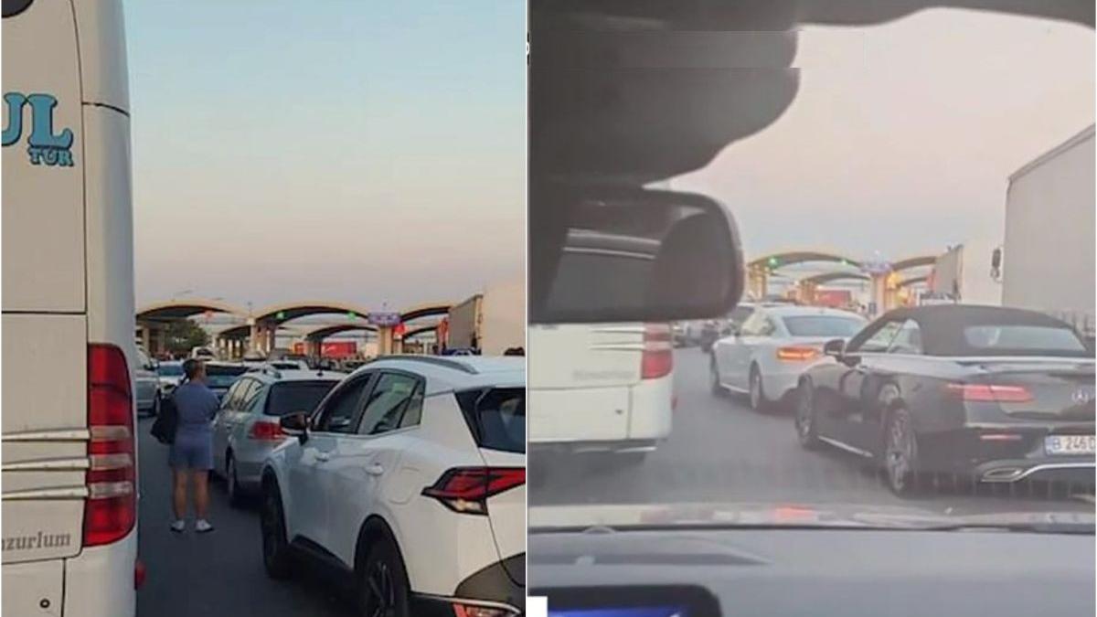 coloana masini iesire romania giurgiu tir defectat