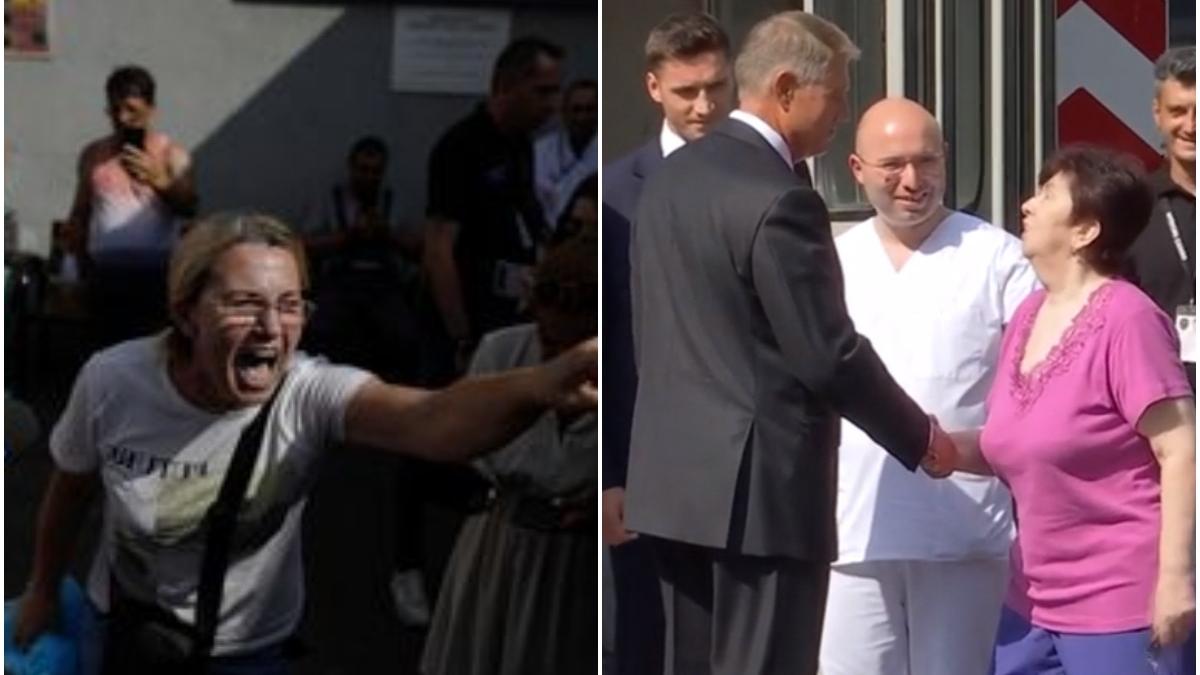 "Suntem umiliţi şi daţi afară din spital să vină Iohannis şi mama stă de la 11 să aștepte salvarea?" | Revolta rudelor pacienţilor de la Spitalul Floreasca, în timpul vizitei preşedintelui