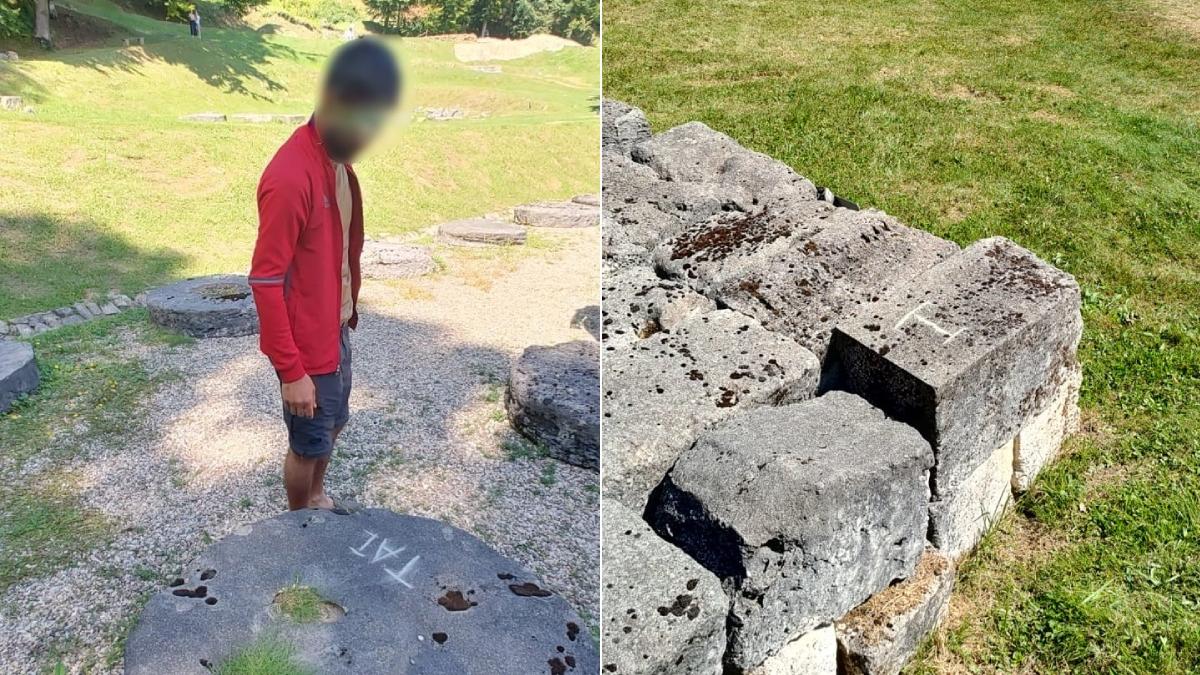 3 turisti straini prinsi scrijeleau monumente cetatea sarmizegetusa regia