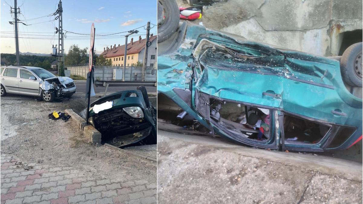 10 raniti doi copii masini ciocnit una rasturnata plafon sant bistrita nasaud