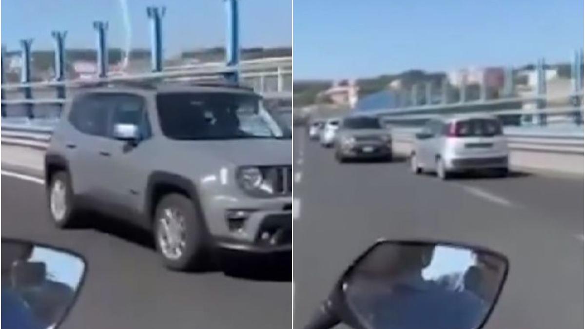 romani speriat italia autostrada mers cu spatele masina teren scena filmata