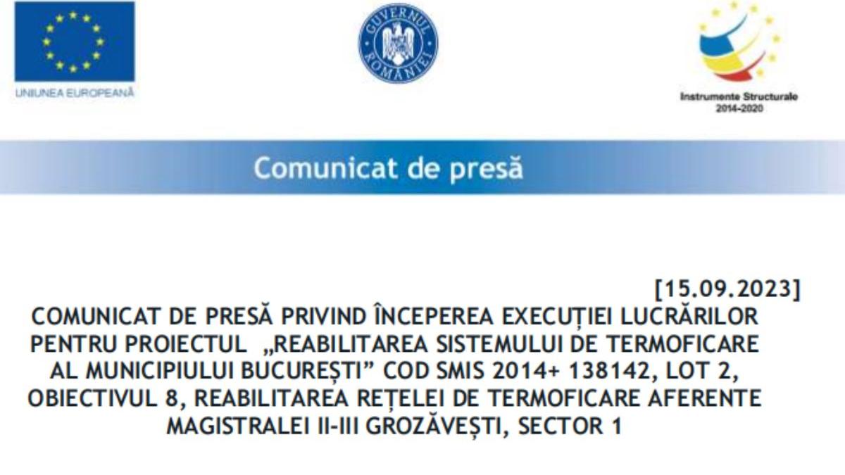 comunicat presa incepere executie lucrari proiect municipiu bucuresti obiectiv 8