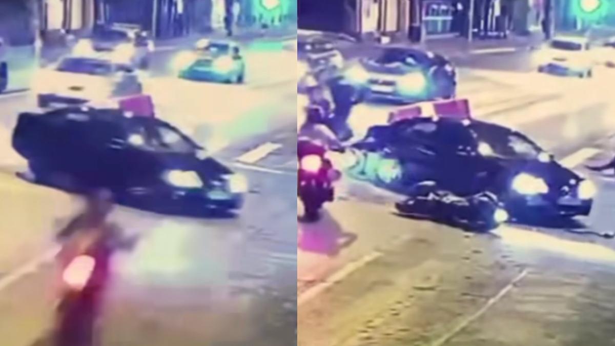 moment accident motociclisti izbesc masina