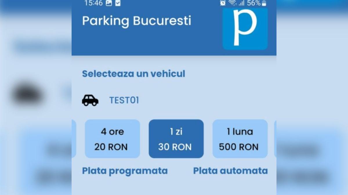 noua versiune aplicatie plata parcari bucuresti