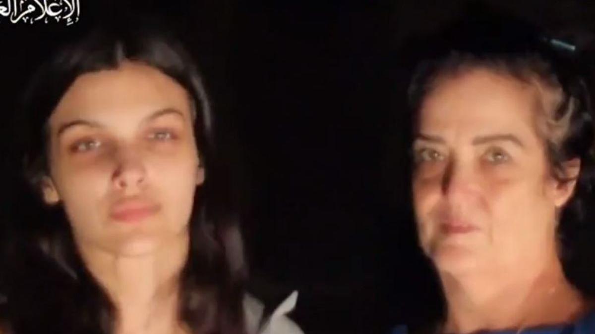 primele imagini doua ostatice mama fiica eliberate teroristi gaza