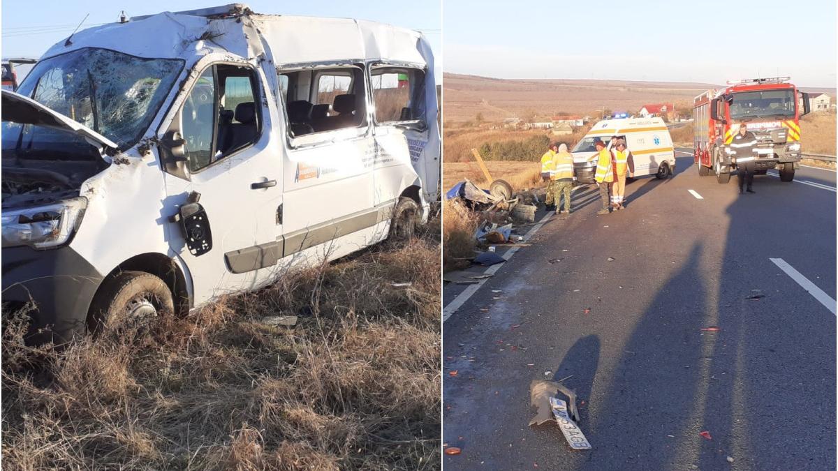 accident tir microbuz opt persoane galbiori constanta