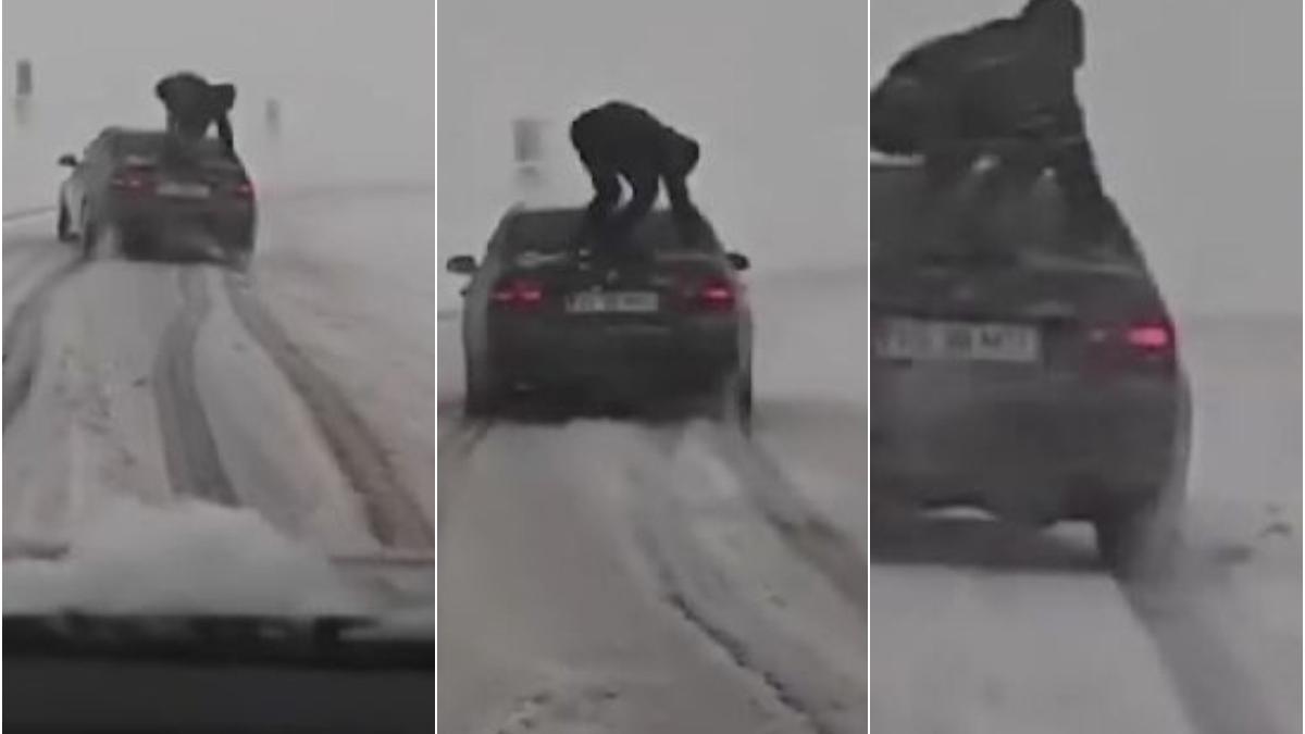 barbat vaslui filmat cocotat masina derapeaza zapada