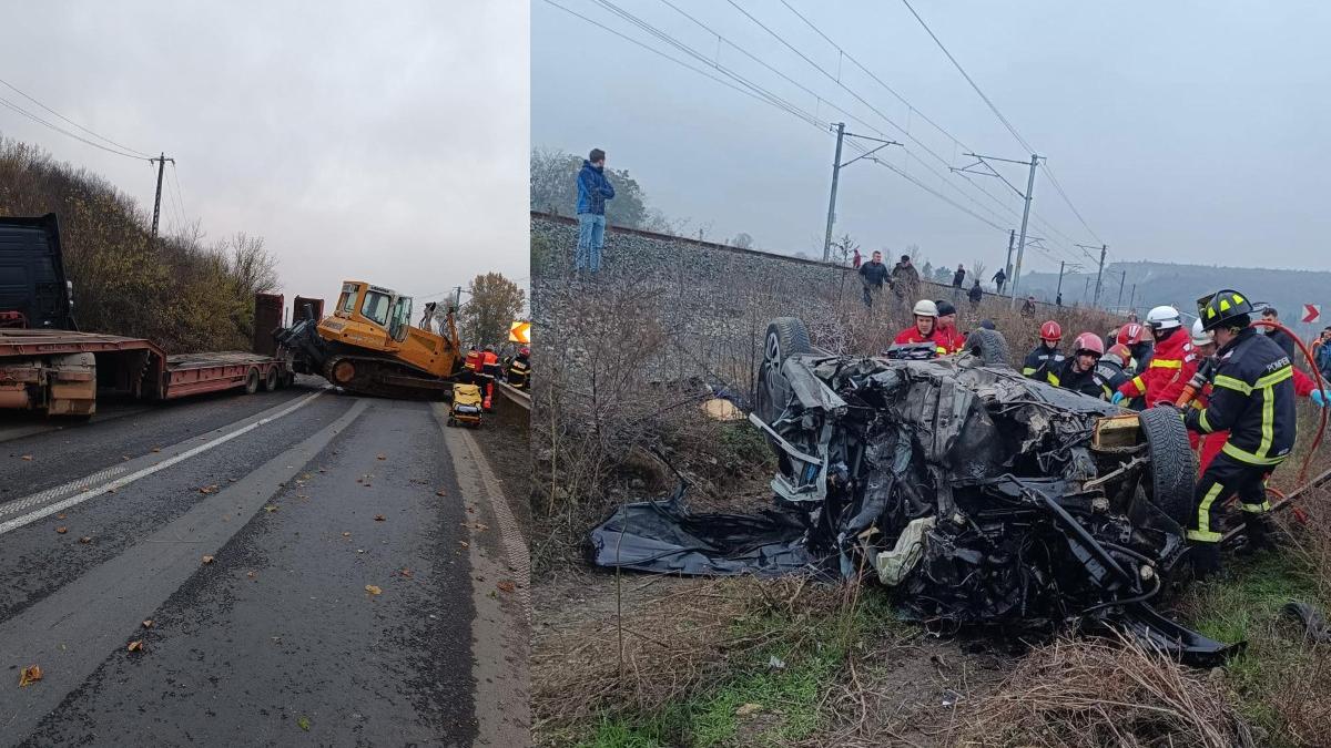 accident dn7 arad tanar moarta ranita buldoexcavator