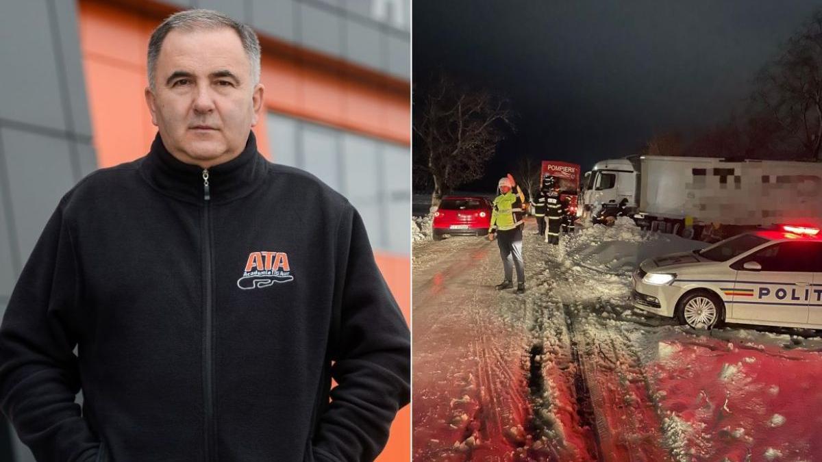 titi aur conducere defensiva contitii iarna drum blocat ninsori abundente