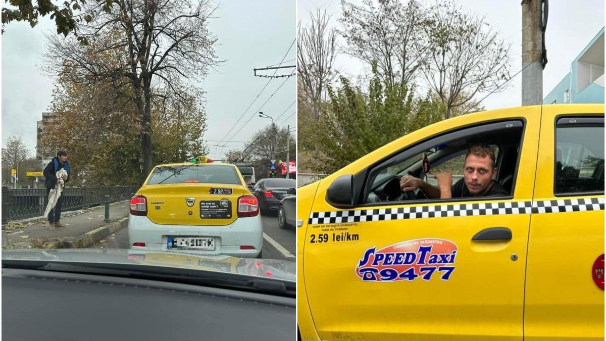 gest impresionant taximetrist bucuresti geaca om fara adapost