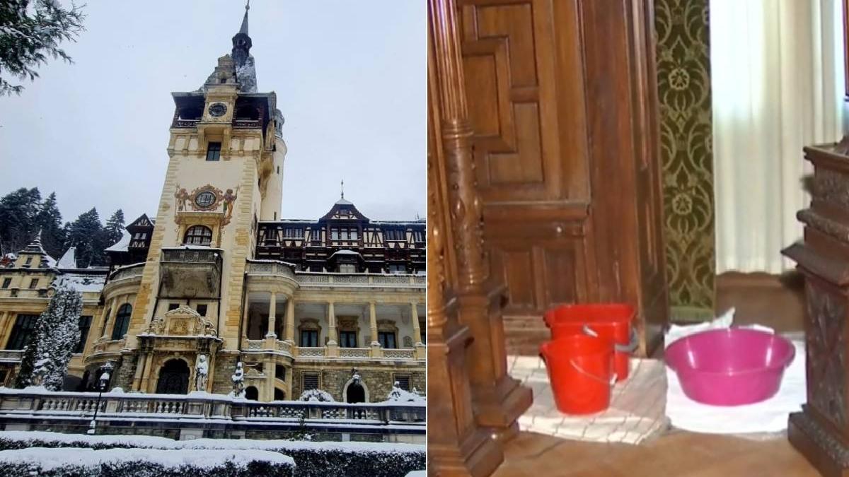 castelul peles distrus ploaie acoperis angajati improvizatii