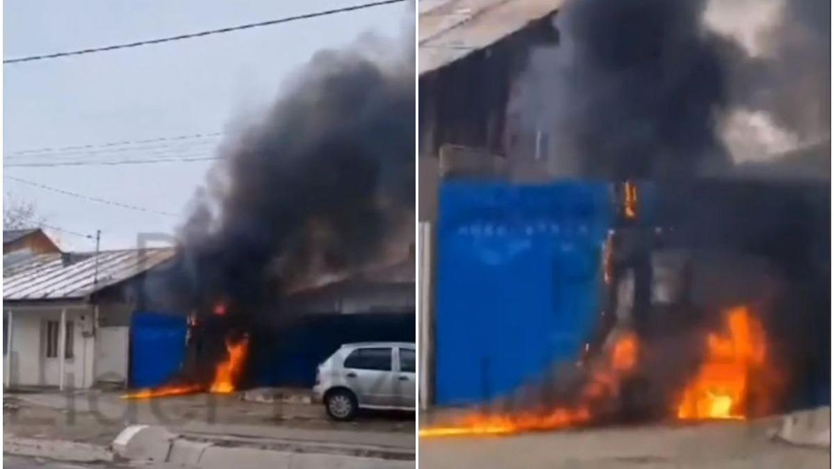 porc parlit foc incendiu gospodarie localitate galati