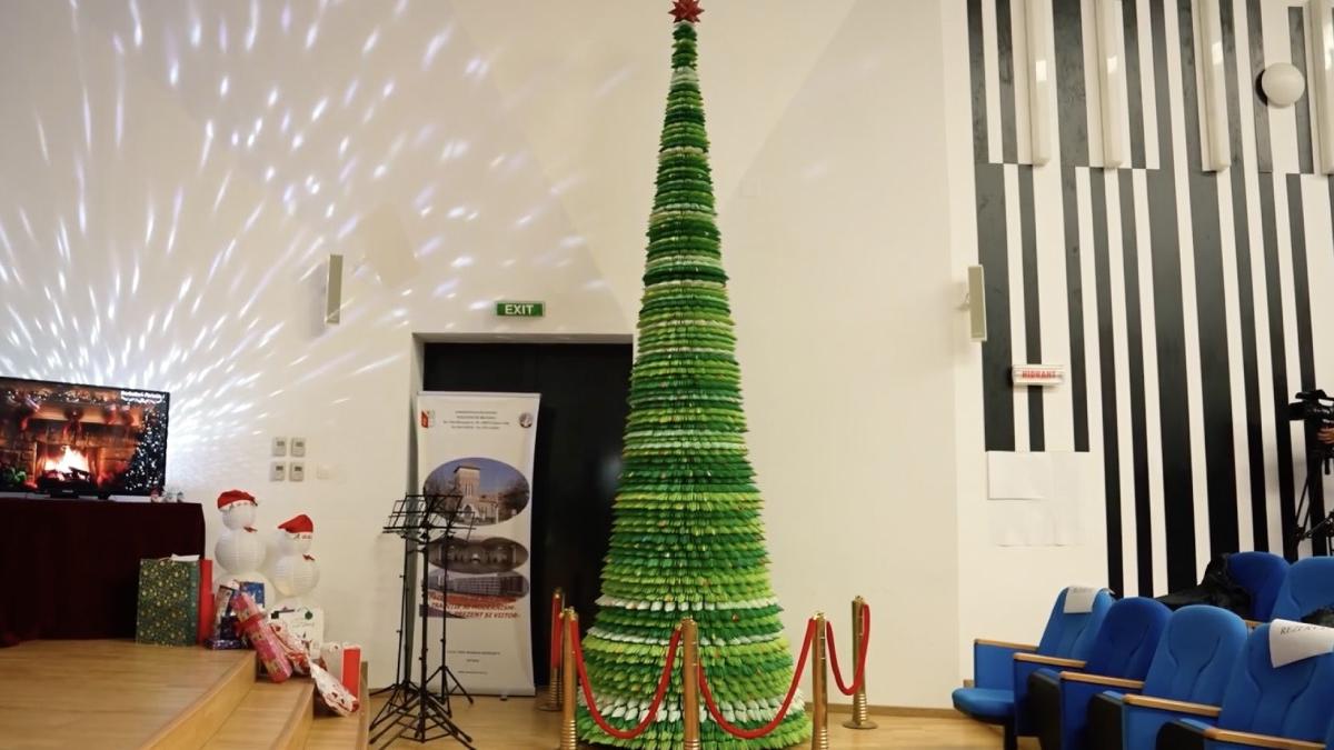 cel mai inalt brad origami hartie reciclata studenti craiova 4 ani romania cartea recordurilor