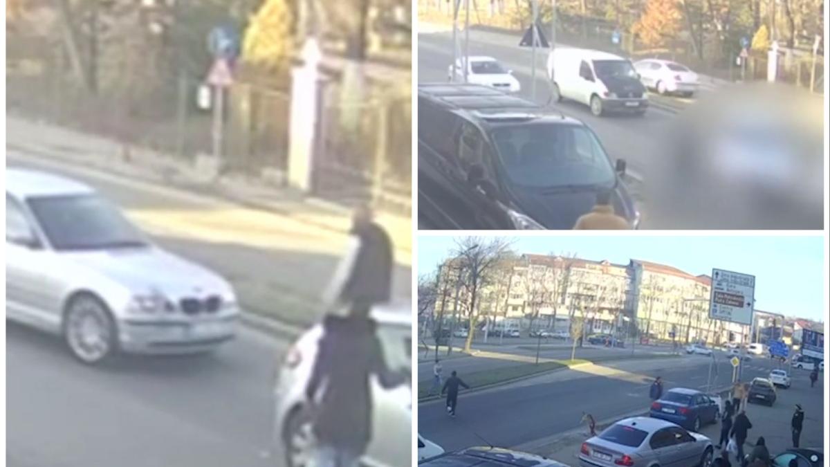 barbat lovit intentionat masina trotuar slatina filmat camera supraveghere