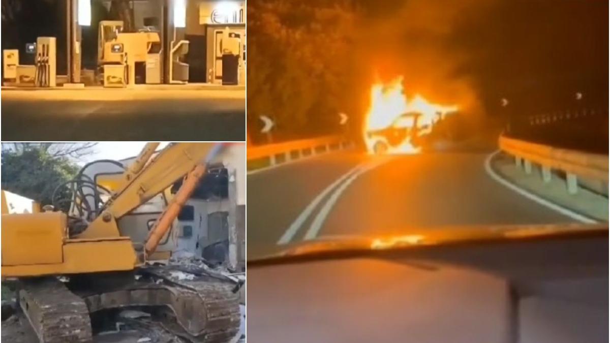 jaf excavator posta hoti furat banii pensii blocat drum masina flacari italia