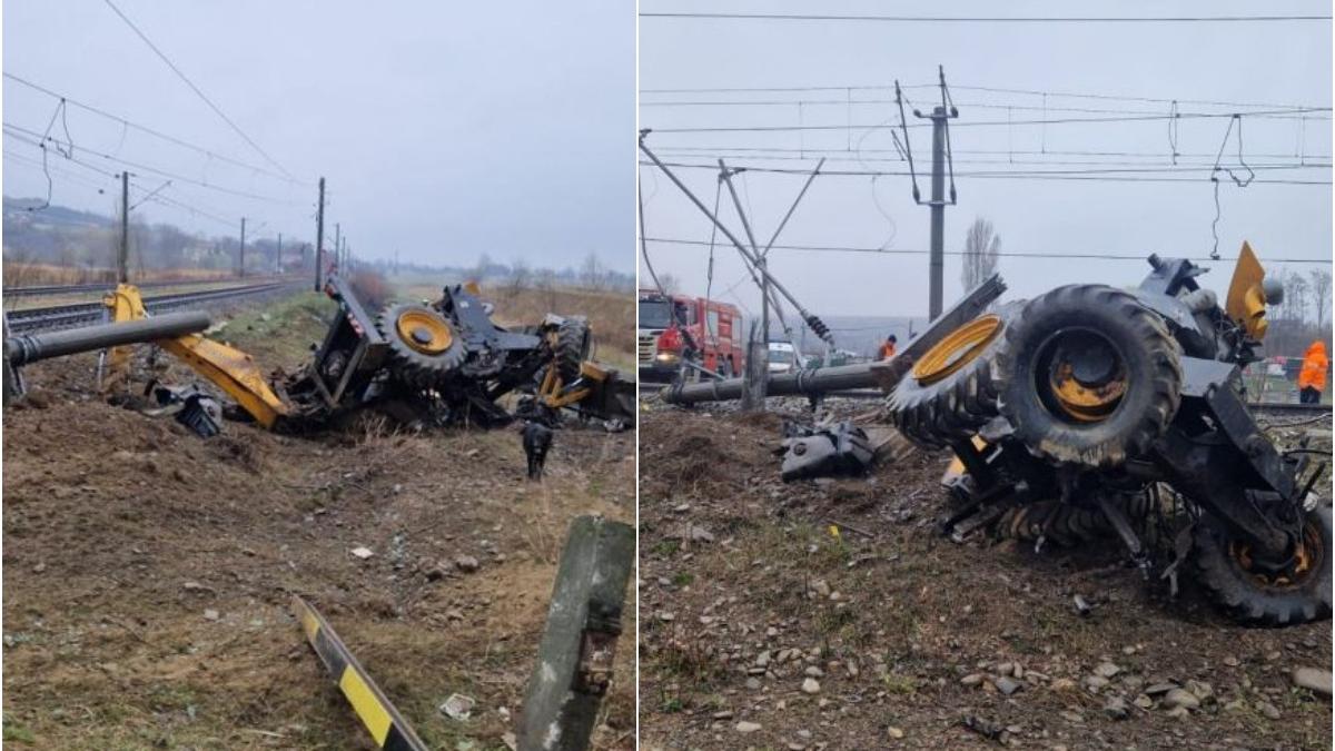accident feroviar bacau buldoexcavator lovit tren sofer mort