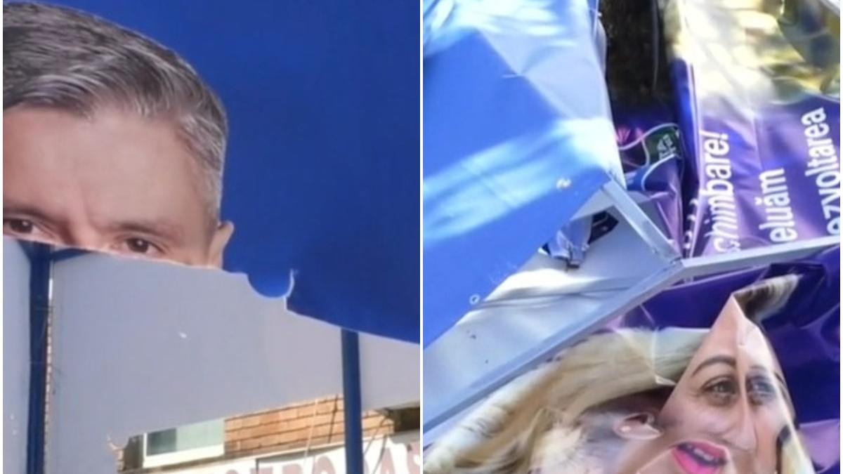 bannere si afise electorale vandalizate pe strada la drobeta turnu severin
