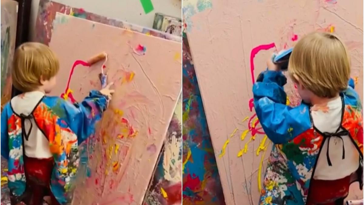 baietel doi ani supranumit micul picasso tablouri pictate vand 6 500 euro