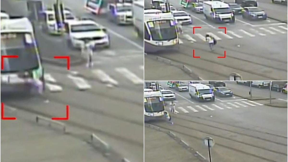 momentul in care o fata de 12 ani este lovita de tramvai in timisoara