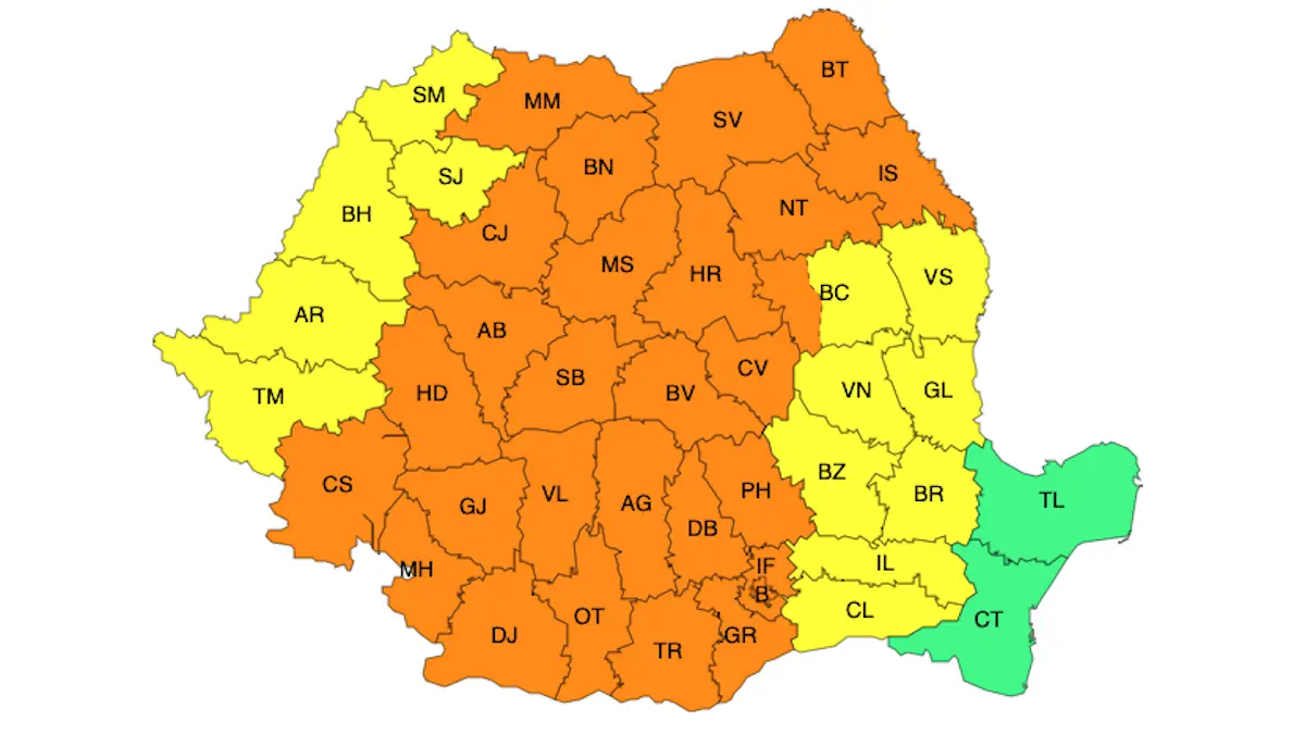 vremea se schimba radical in romania temperaturile scad si vin ploile anm a emis cod portocaliu de