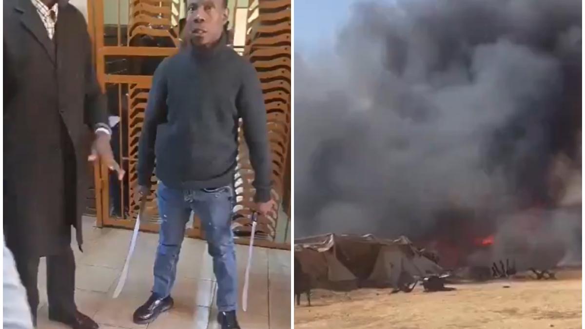 un pastor a coordonat un atac cu macete intr o scoala ca sa si rapeasca nepotii elevii s au infuriat si i au dat foc la biserica