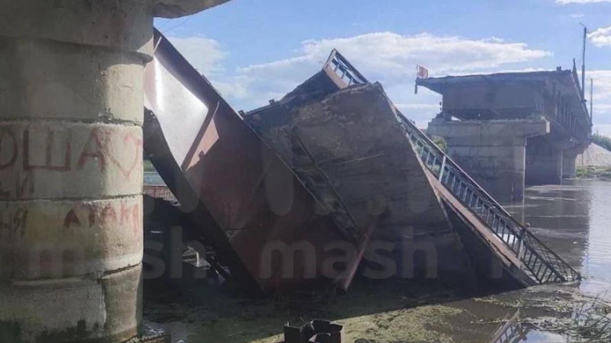 ucraina publica primele imagini cu podul distrus de doua rachete in kursk gerashchenko peste 700 de soldati rusi sunt blocati