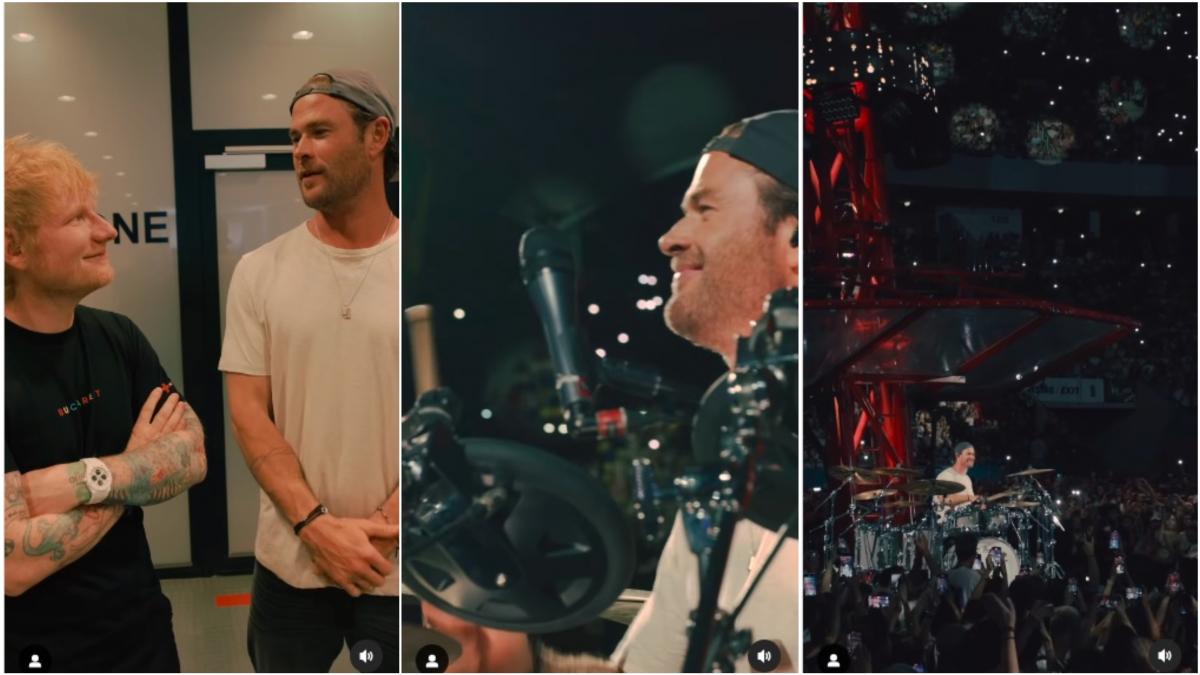 aparitie surpriza pe arena nationala actorul chris hemsworth a fost bateristul lui ed sheeran la concertul din bucuresti