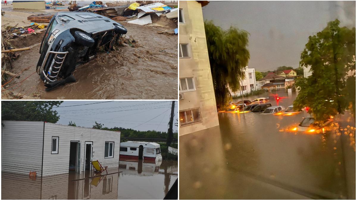 dezastru pe litoral unde a fost cod rosu de ploi vama veche a fost maturata de ape plaje si case inundate masini luate de apa