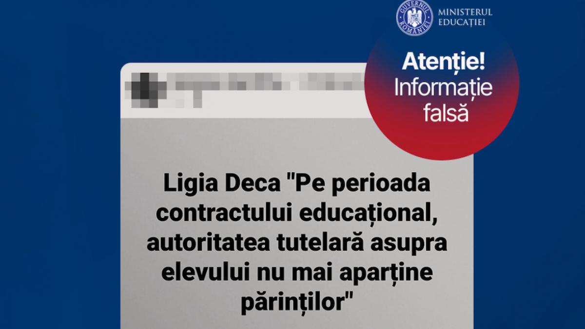 ministerul educatiei este un fake news semnarea contractului educational nu afecteaza exercitarea drepturilor parintesti