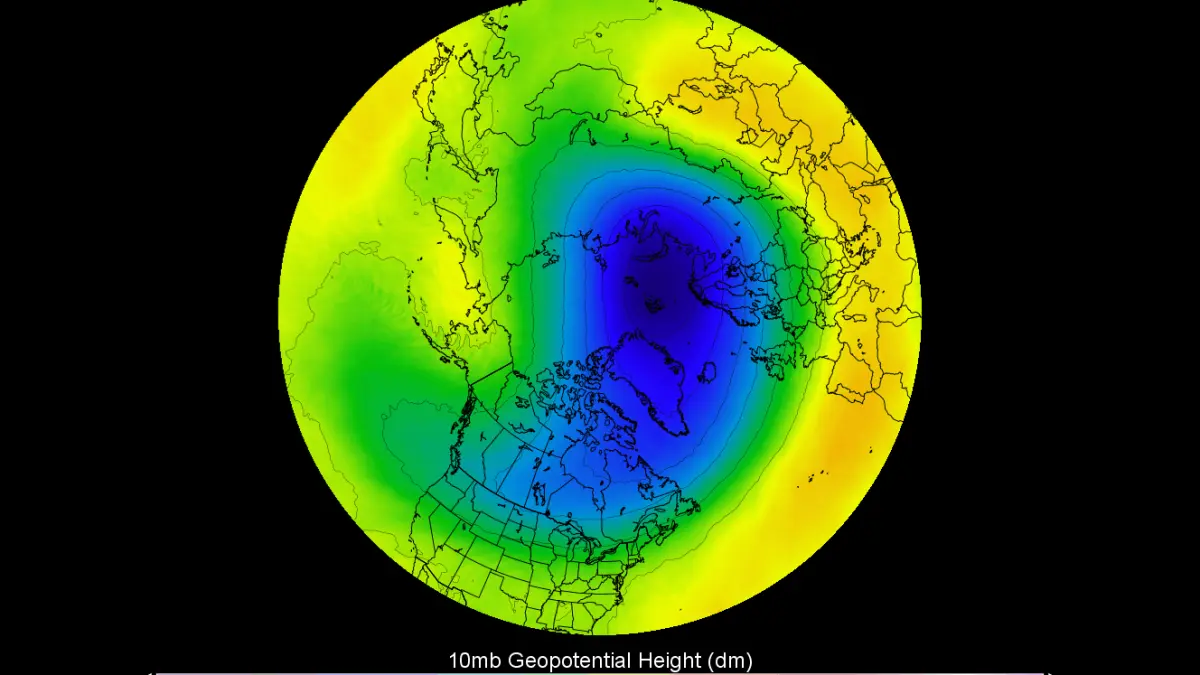un nou vortex polar se formeaza in stratosfera deasupra polului nord ce inseamna acest lucru