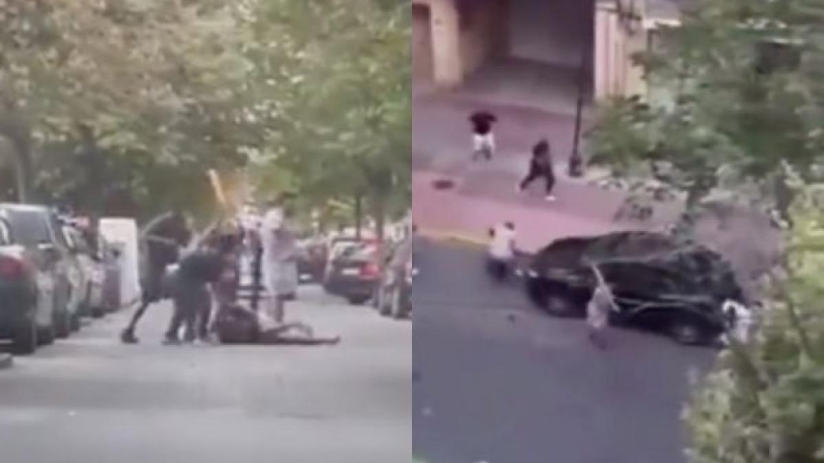 video 30 de romani care s au incaierat in strada cu sabii bate si cutite i au speriat pe oamenii dintr un oras din spania