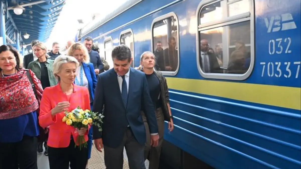 ursula von der leyen este la kiev si se va intalni cu zelenski