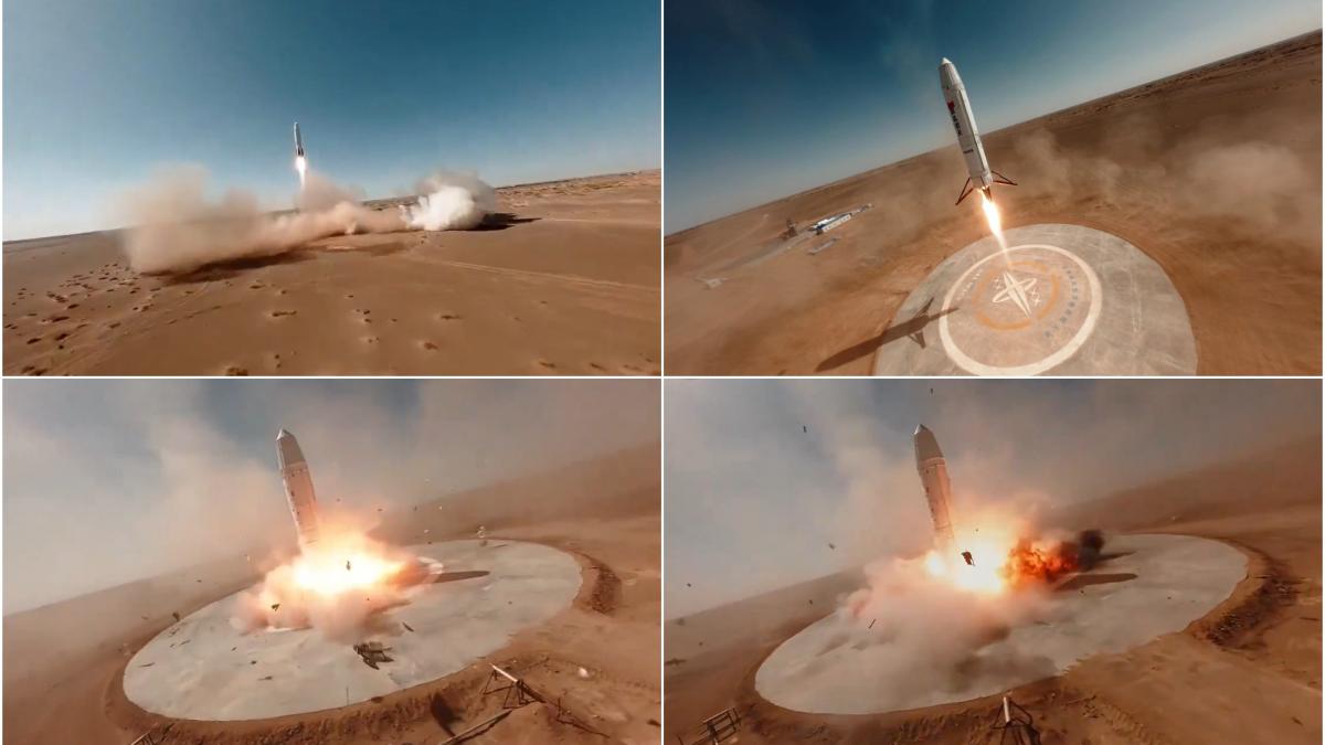 video filmari incredibile cu o drona surprind aterizarea esuata a unei rachete private chineze