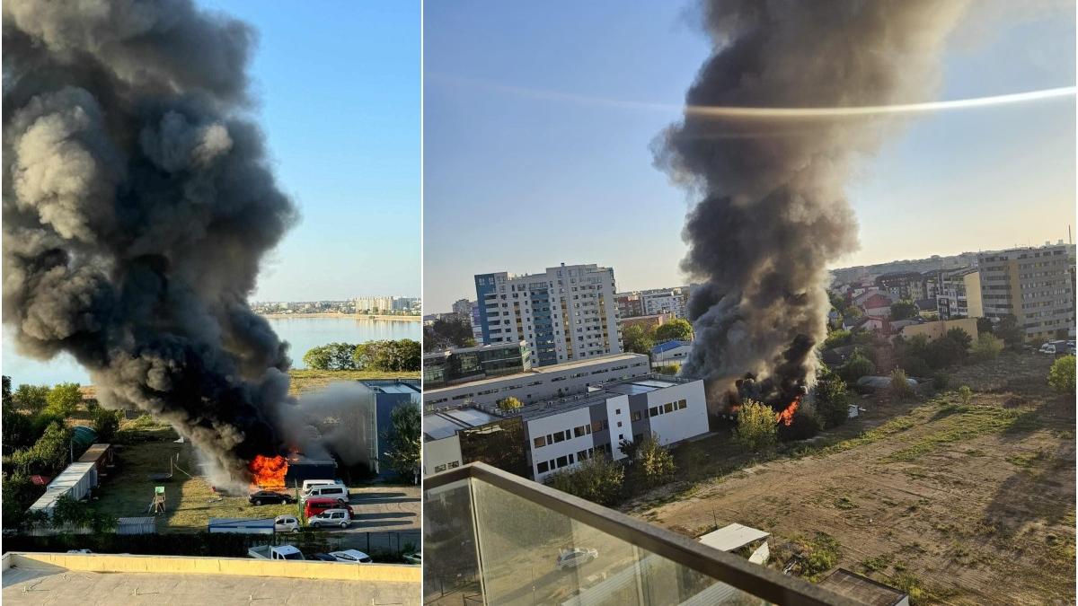 incendiu in sectorul 6 din bucuresti au luat foc 12 containere in care locuiau ucraineni pompierii intervin de urgenta