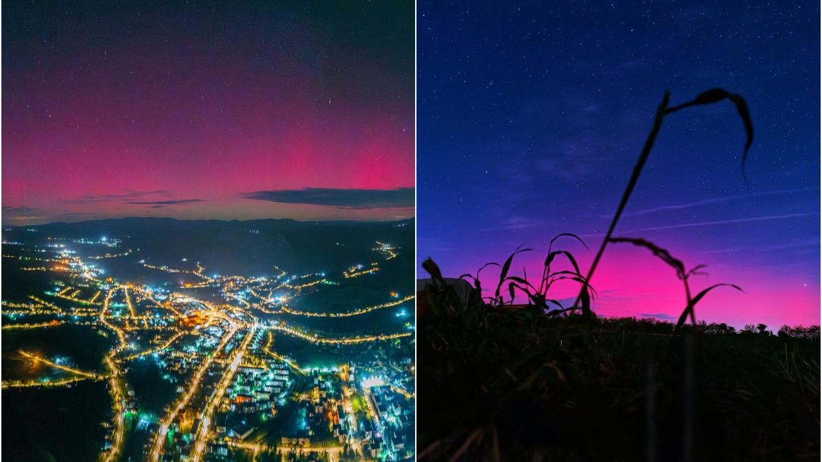 aurora boreala a fost vizibila din nou pe cerul din romania imagini cu spectacolul de culori din mai multe zone ale tarii