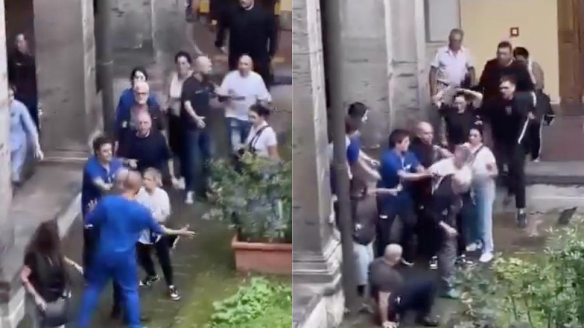 video bataie generala in curtea spitalului veterinar de la napoli 8 medici raniti printre care si directoarea clinicii