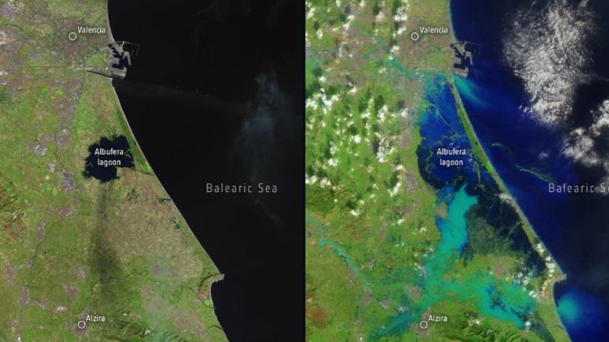 inainte si dupa tragedia din spania cum se vede din satelit dezastrul provocat de inundatiile catastrofale