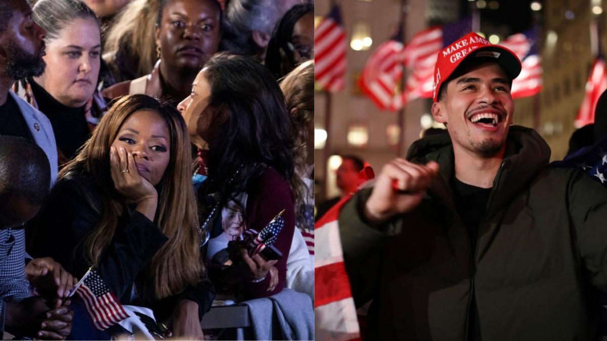 america rupta in doua imagini cu dezastrul din tabara kamalei harris si extazul sustinatorilor lui trump