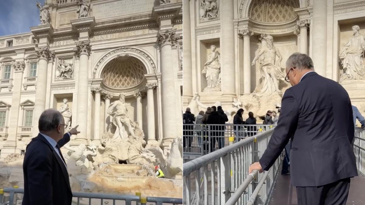 turistii pot vizita din nou fontana di trevi chiar daca este in reabilitare monumentul e vizibil acum dintr o perspectiva unica