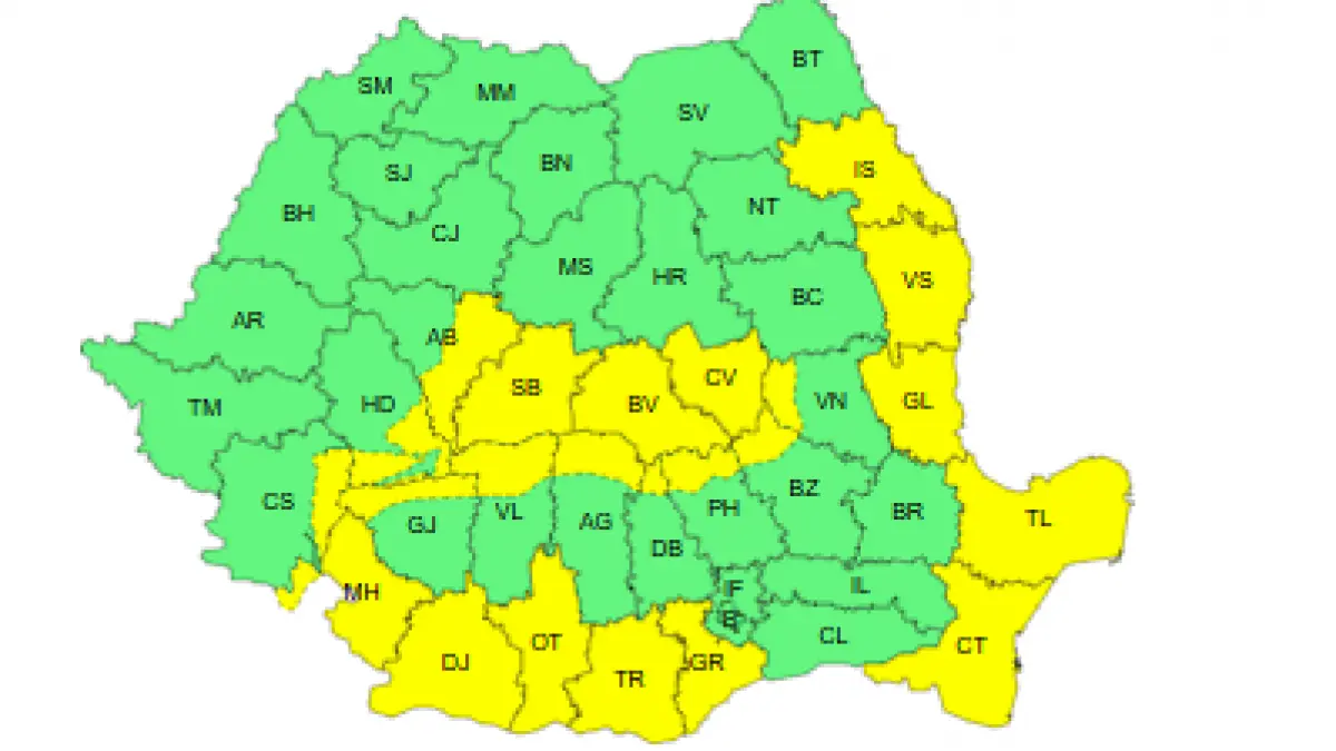 cod galben de vant si viscol sambata pana la ora 23 00 judetele afectate