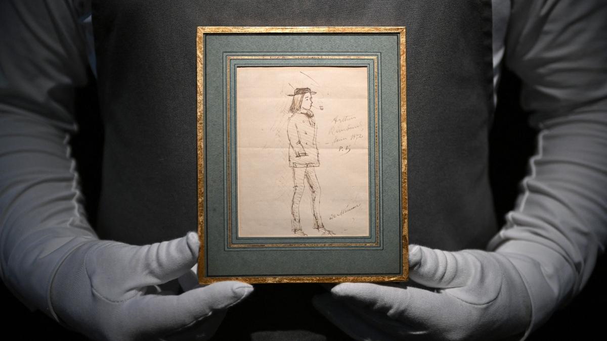 un portret al poetului arthur rimbaud realizat de paul verlaine a fost scos la licitatie cu cat s a vandut
