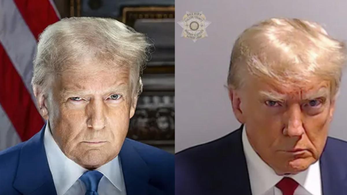 trump isi publica portretul oficial ca presedinte care seamana cu fotografia sa judiciara